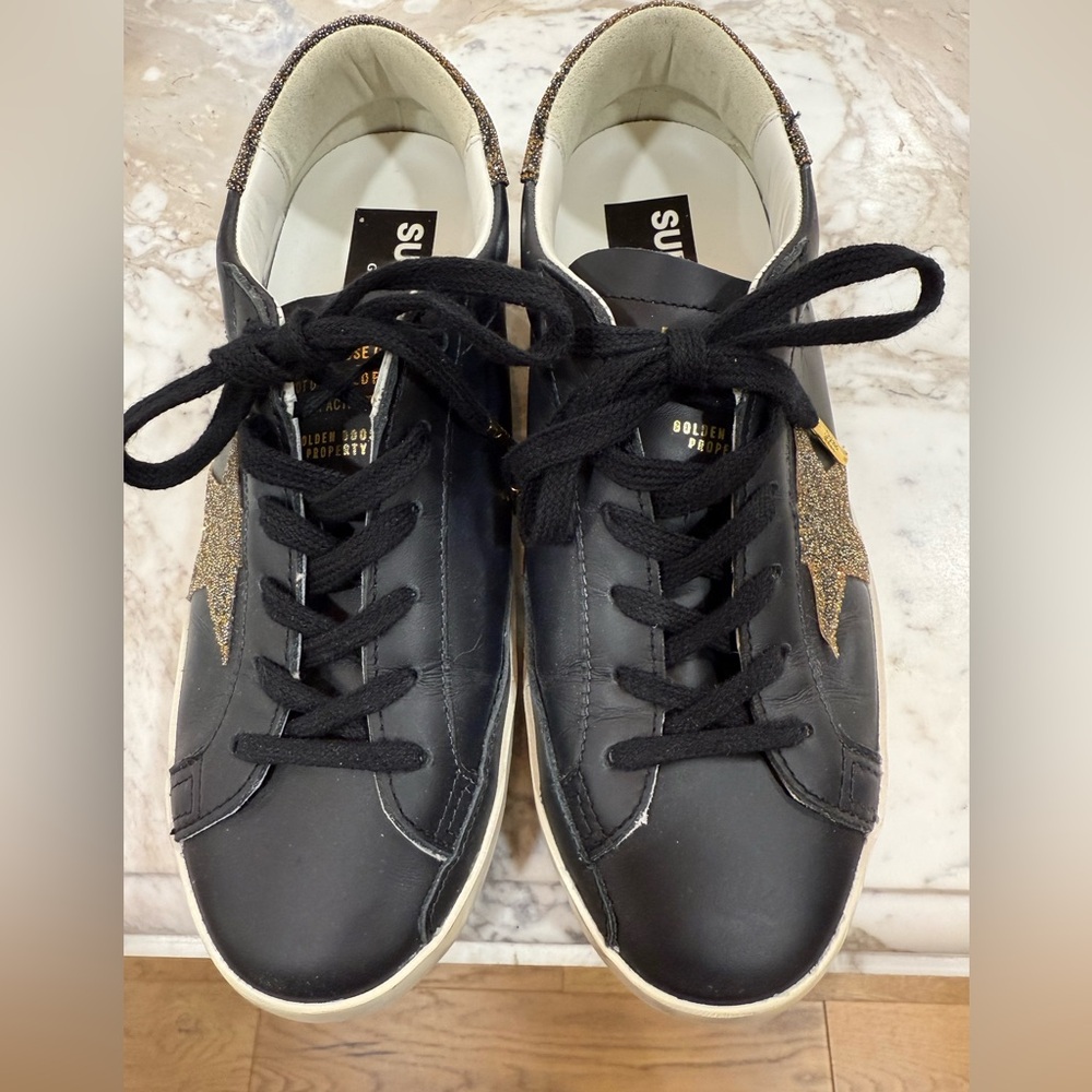 Golden Goose Black Sneakers with Gold Star
